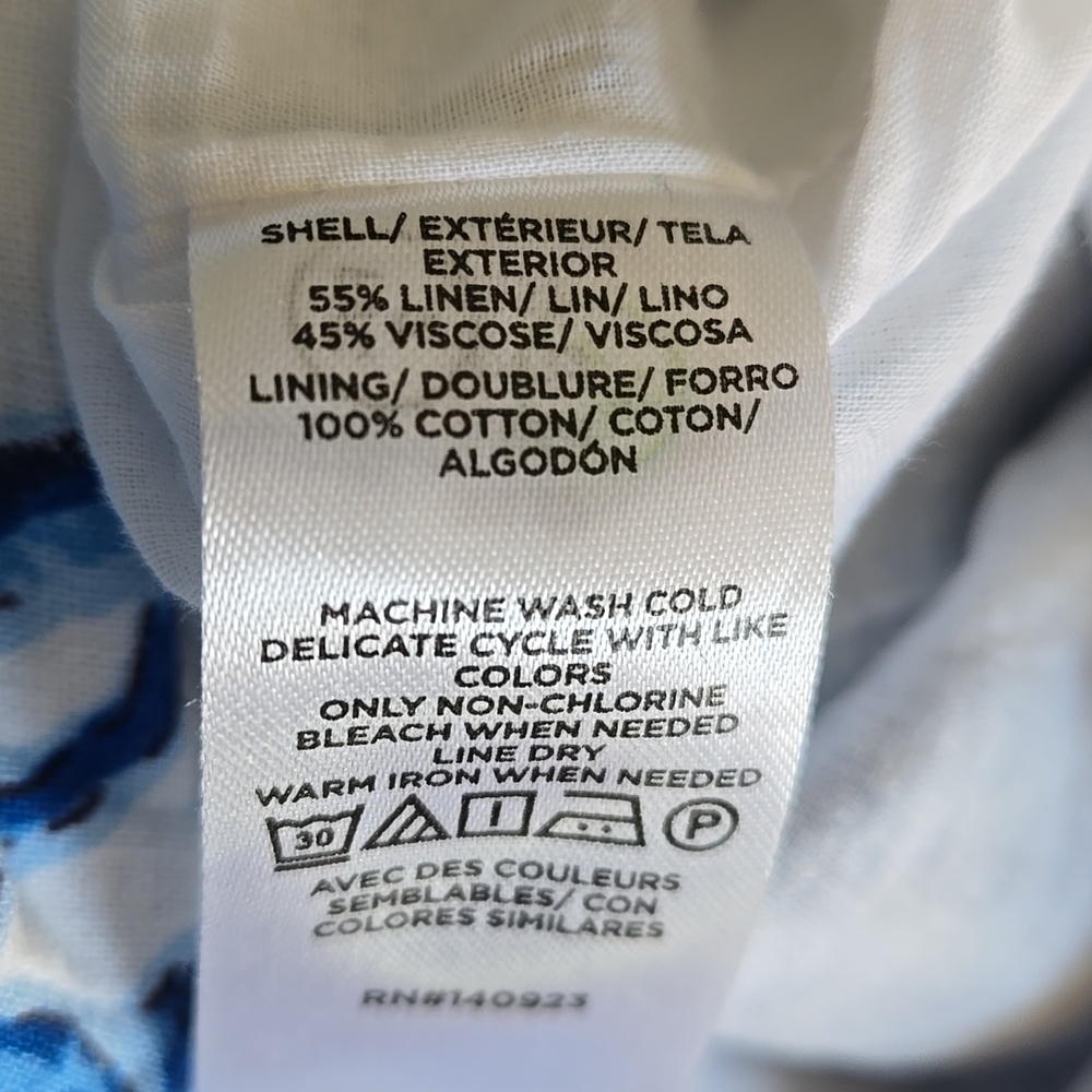 LOFT  Blue and White Printed Linen Blend Shorts Set - Picture 9 of 9
